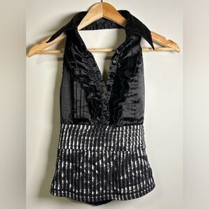 Dolce & B- black and silver Halter corset top